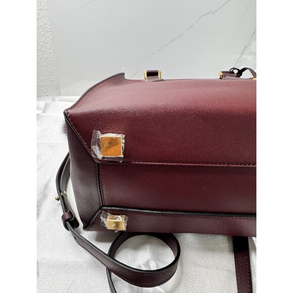 Michael Kors Collection GRACIE Tote Burgundy Leather + Python Embossed Wallet - Picture 12 of 16